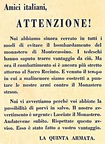 <p>Volantino sparato sul Monastero (versione in italiano).</p>