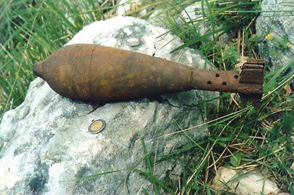 <p>Lo stato di conservazione di questa bomba, mortaio tedesco da 81 mm, è impressionante.</p>