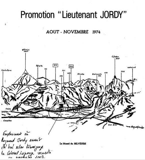 <p>Schizzo del luogo della morte del Tenente Jordy, fornito dal colonnello Lagrange.</p>