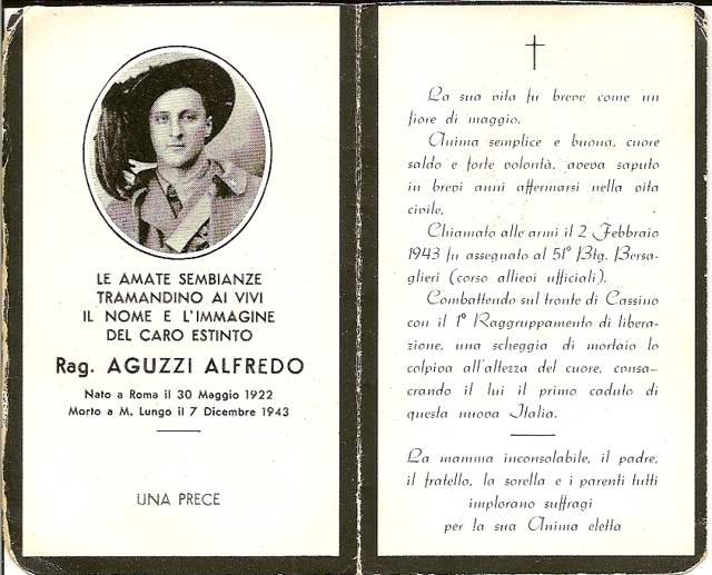 <p>Il cartoncino funebre in memoria di Alfredo Aguzzi.</p>