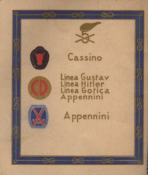 <p>Immagine di una brochure di piccole dimensioni, edita a cura del comando dell'8a compagnia dell'8° reggimento fanteria, erede delle tradizioni del 5° Reparto Salmerie da Cmbattimento "Montecassino".</p>