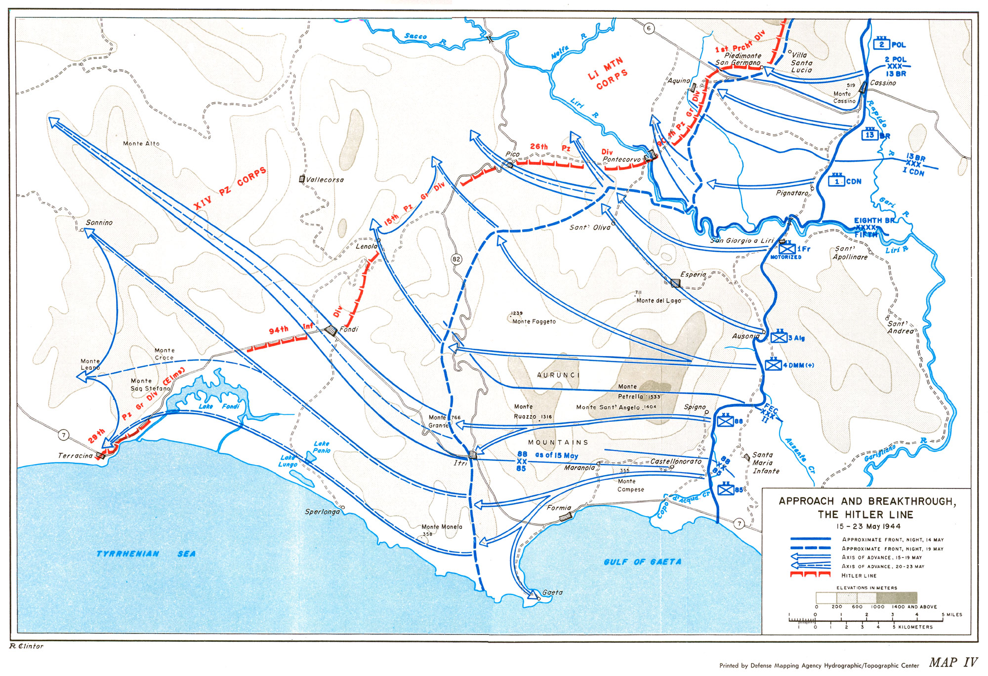 <p class='eng'>Approach and the breakthrough. the Hitler Line. 15 - 23 May 1944.</p>